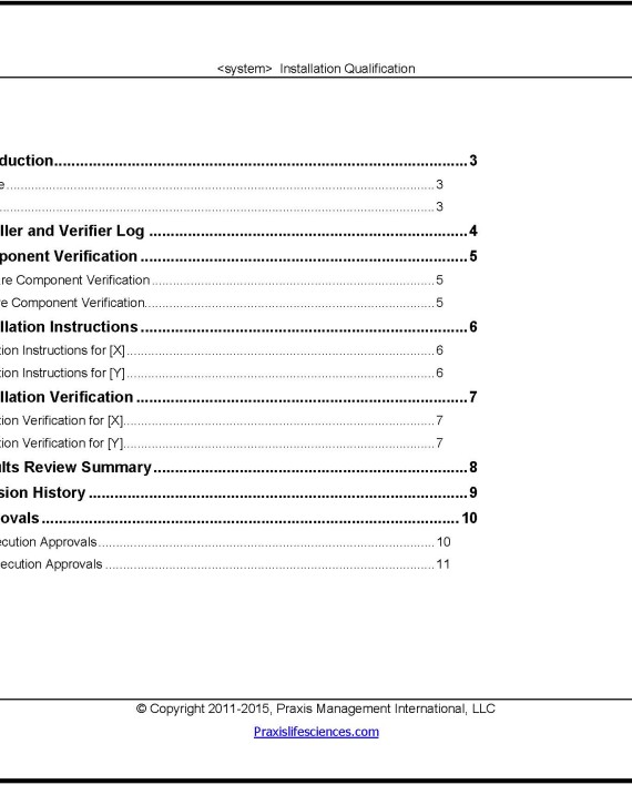 Installation Qualification (IQ) Template