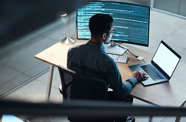 Man working alone at a desk