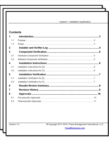 validation template, installation qualification, IQ