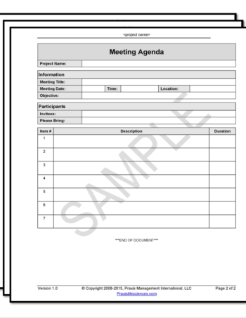 validation template, meeting agenda