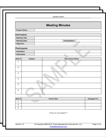 validation template, meeting minutes