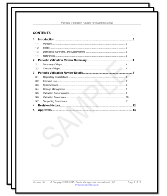 Periodic Validation Review Template