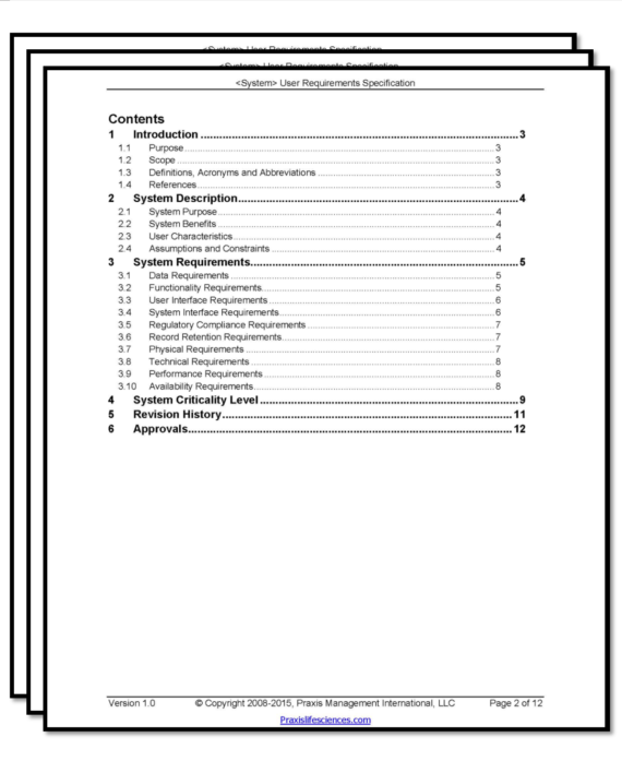 User Requirements Specification Template