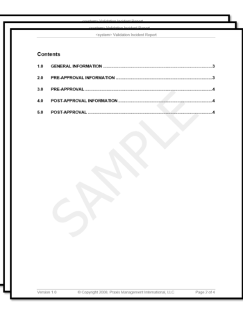 validation template, incident report, validation deviation template