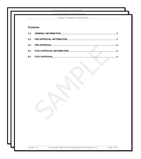 validation template, incident report, validation deviation template