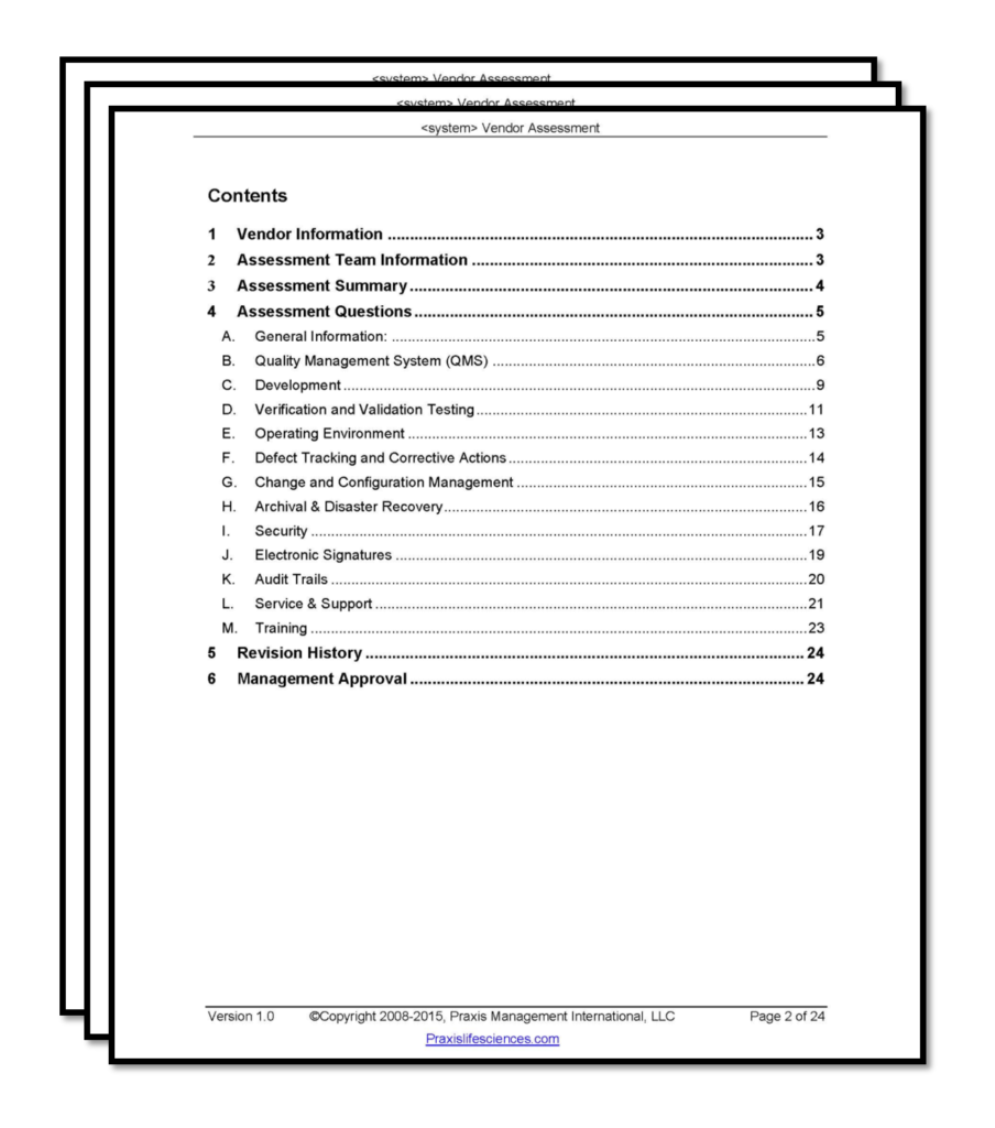 Vendor Assessment Checklist - Validation Center